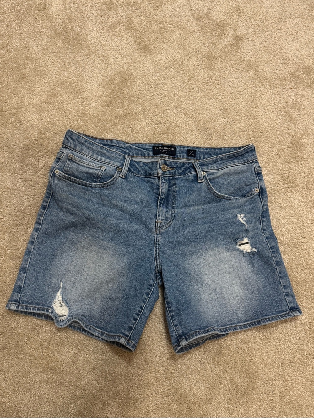 Lucky Brand Light Blue Mid Rise Distressed Denim Shorts
